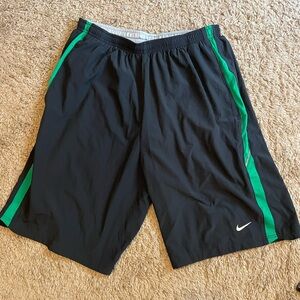 Nike Dri—Fit Men's Athletic Shorts in Black with Green Stripes